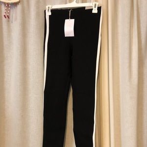 Zara black leggings with white stripe detail, NWT